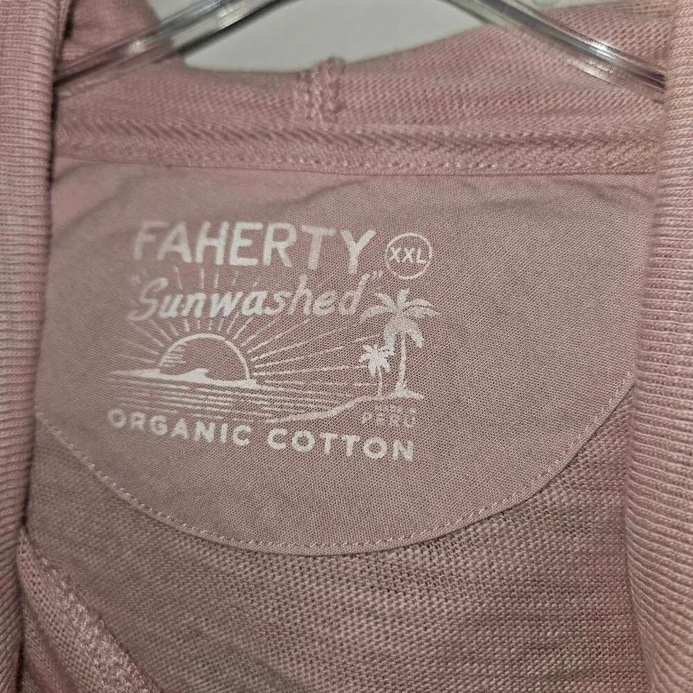 Faherty Hoodie Mens Sunwashed Slub Spring Quartz Size XXL - Picture 5 of 9